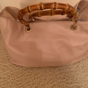 Mark & Graham Pink Tote with Bamboo Handles